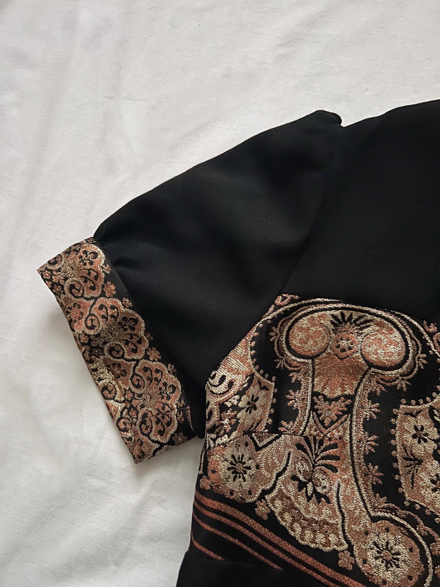 60s black and gold/bronze shimmery dress, Size S