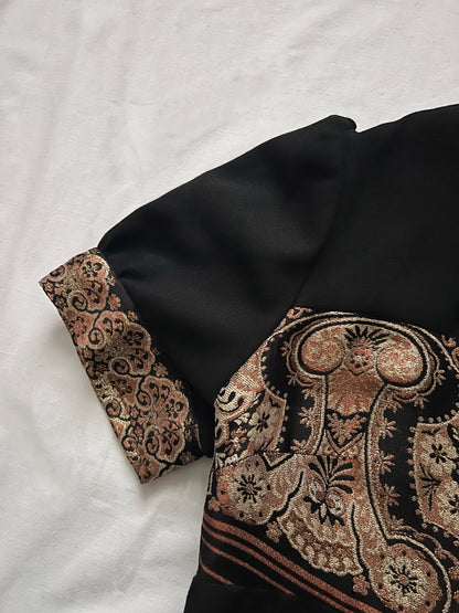 60s black and gold/bronze shimmery dress, Size S