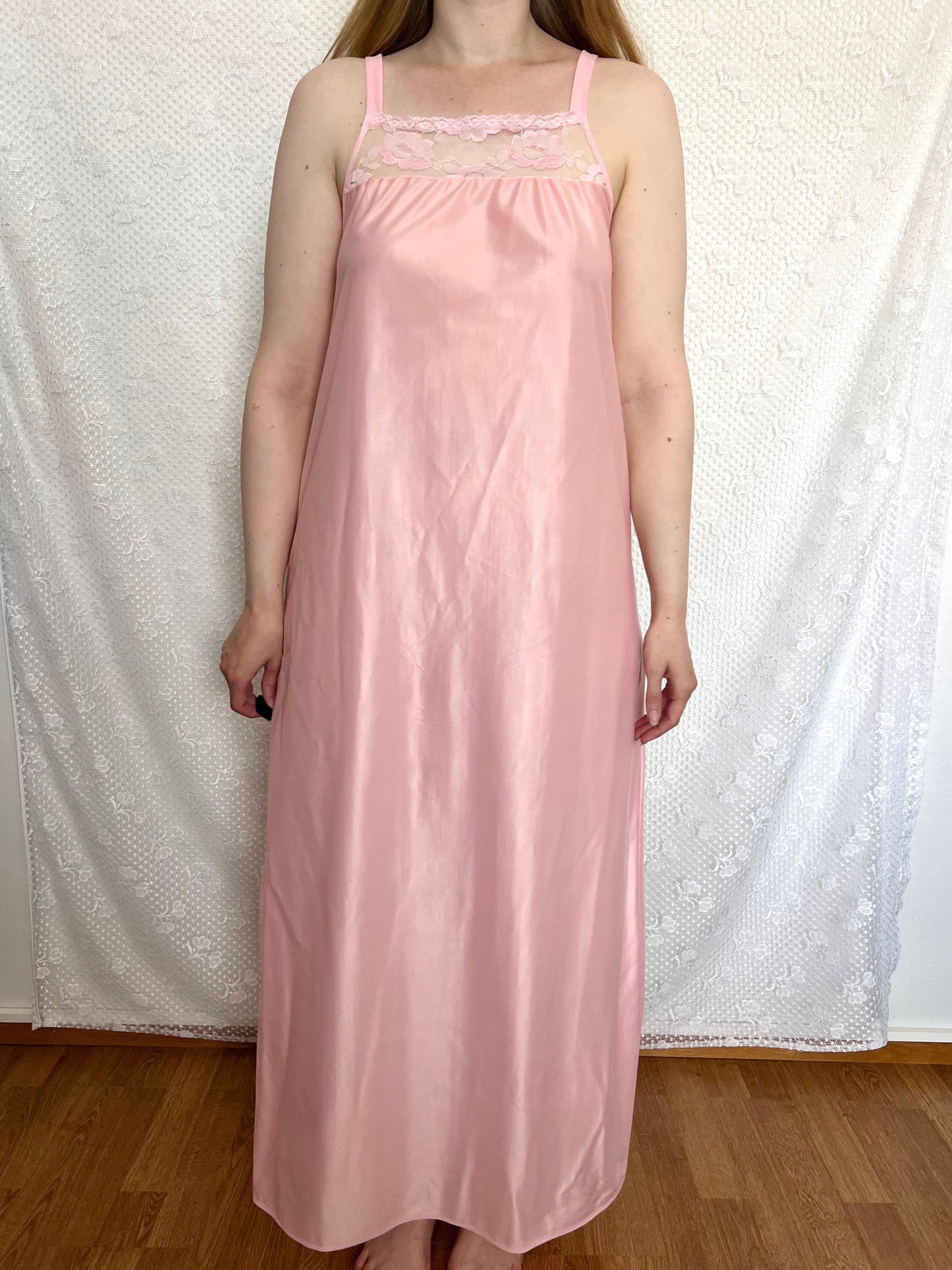 70s pink maxi nightgown, Size S