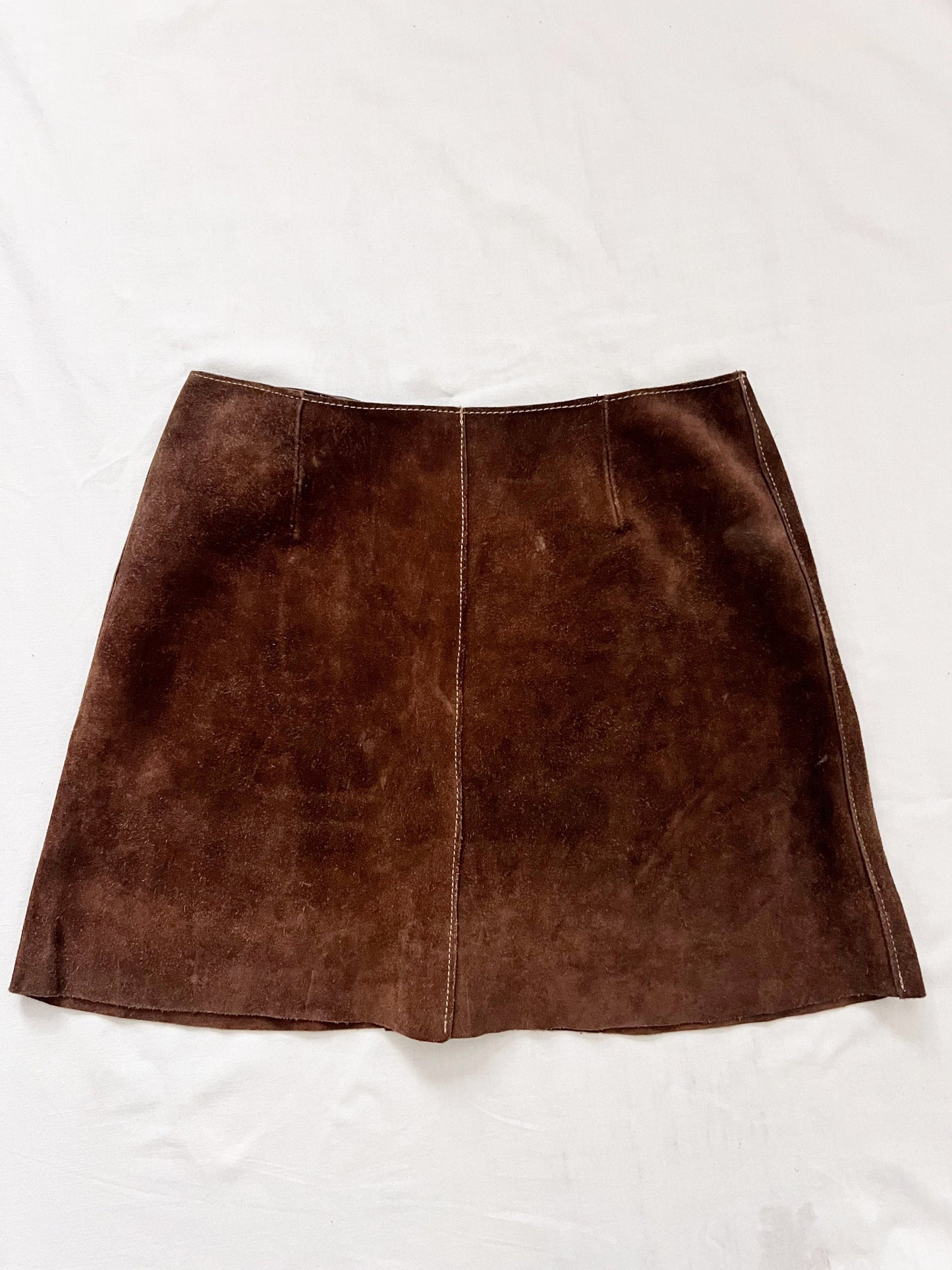 70s brown suede lace up skirt, Size XS