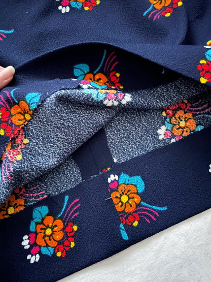 60s blue flower dress, Size M