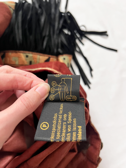 70s suede fringe skirt, Size S
