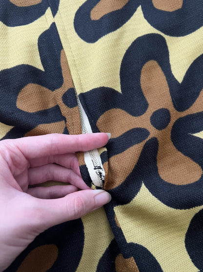 60s yellow floral dress, Size XS