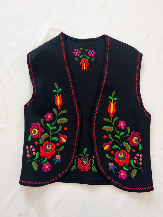 70s Hungarian floral vest, Size S