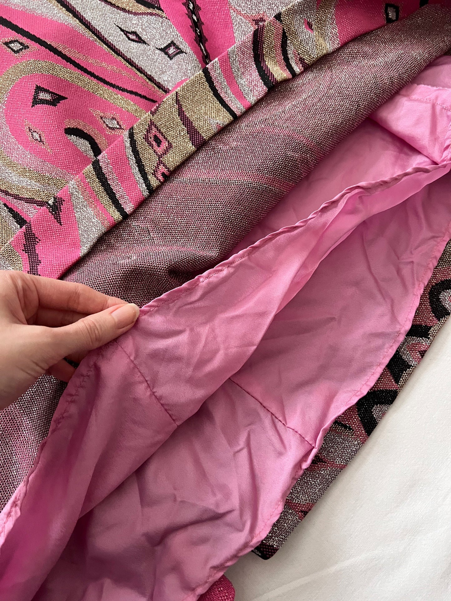 70s pink glittery maxi skirt, Size S