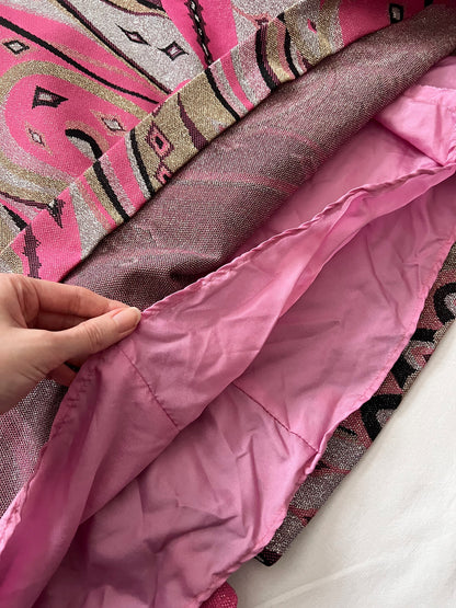 70s pink glittery maxi skirt, Size S