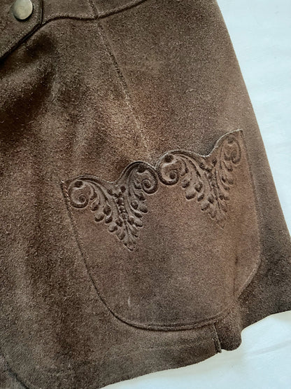 70s brown suede vest, Size L