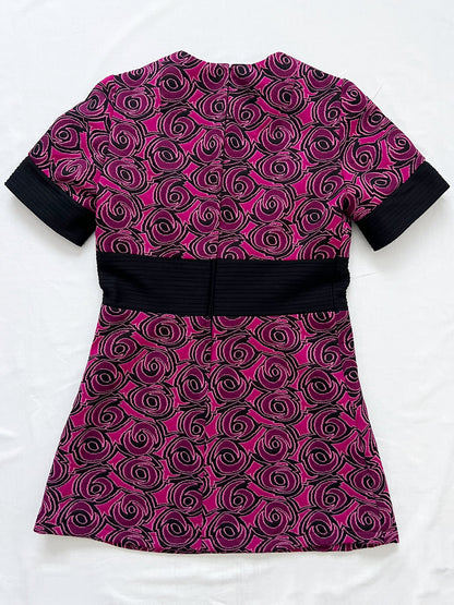 60s pink and black mini dress, Size XS