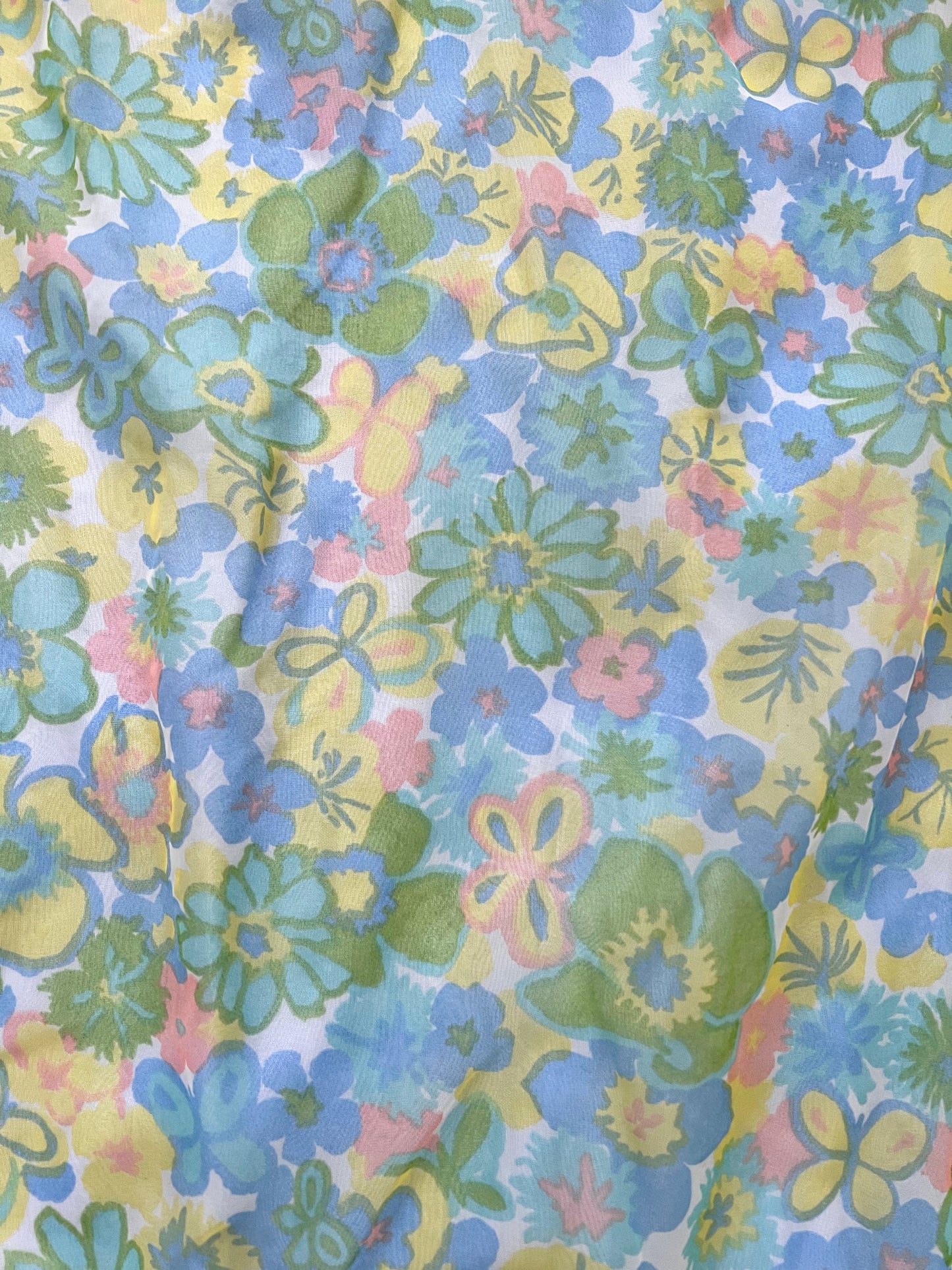 60s floral ruffle dress, Size M-L