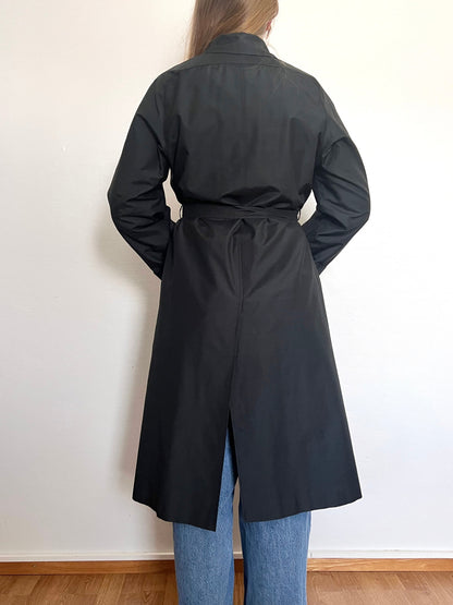 70s black trench coat, Size M