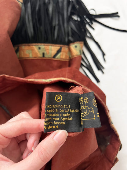 70s suede fringe skirt, Size S
