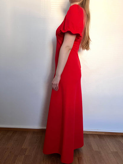 70s red maxi dress, Size XS