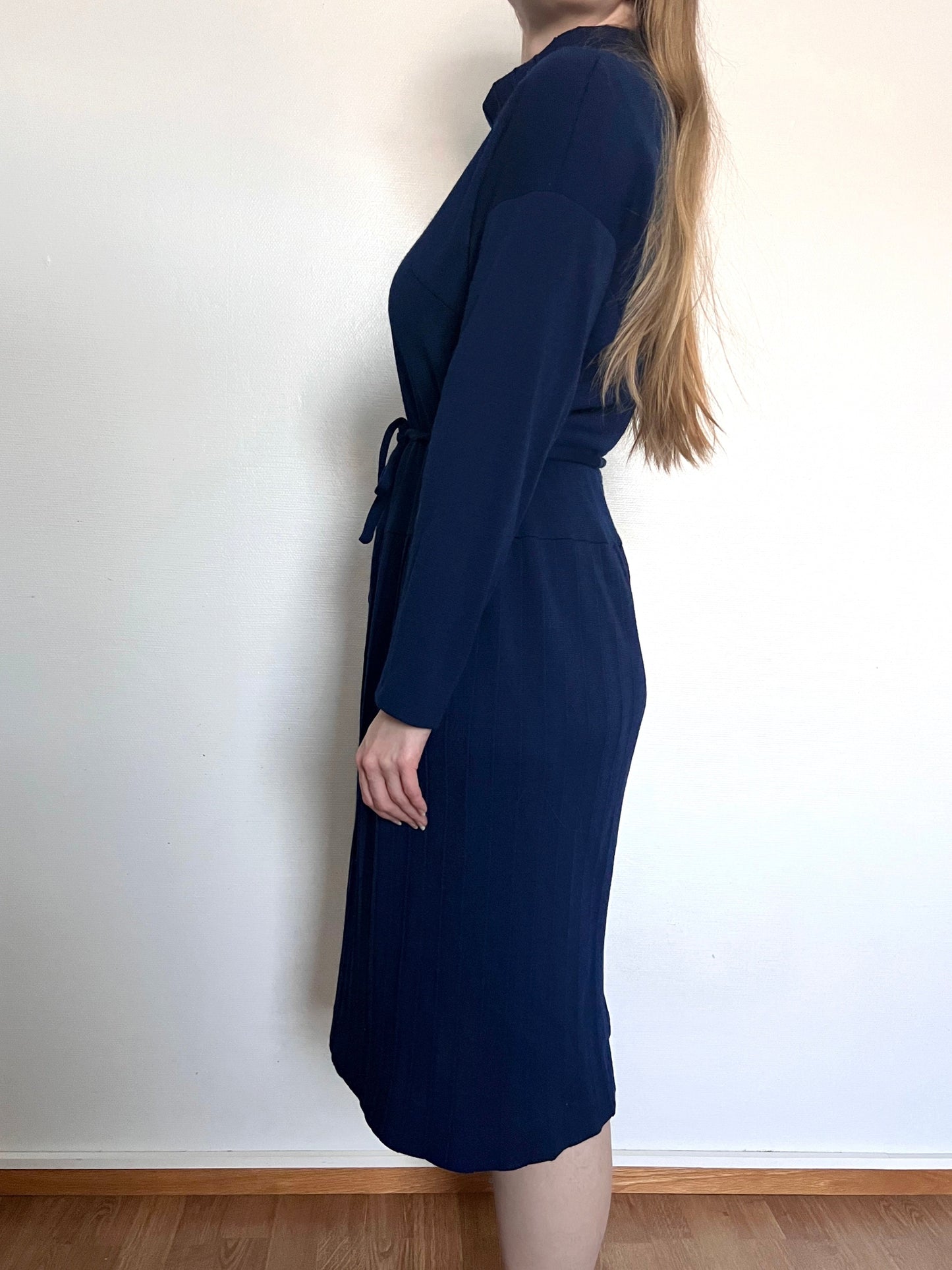 70s navy blue dress, Size M