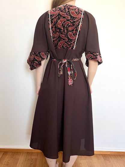 60s brown dress, Size S-L