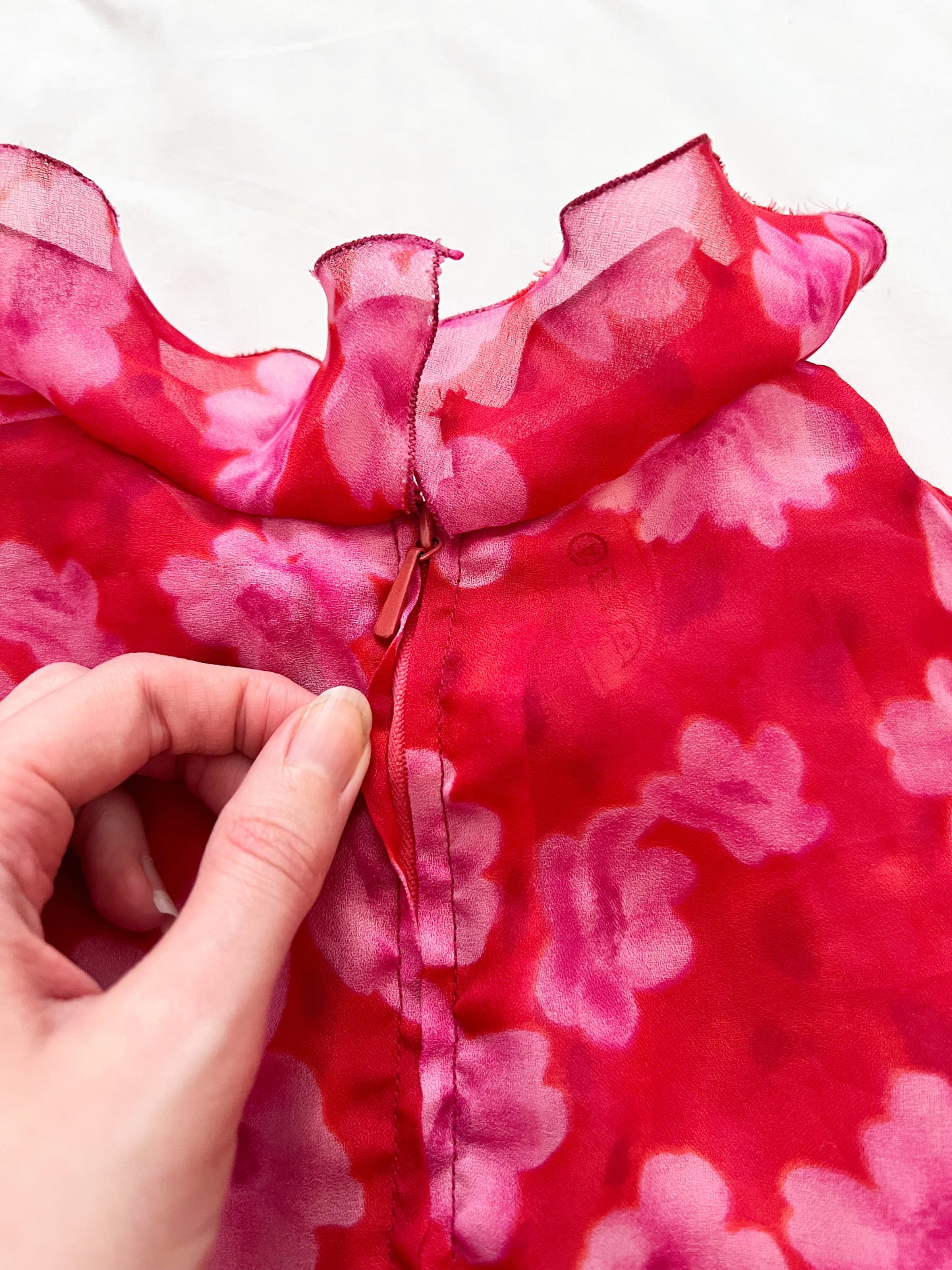 Red and pink floral blouse, Size XL