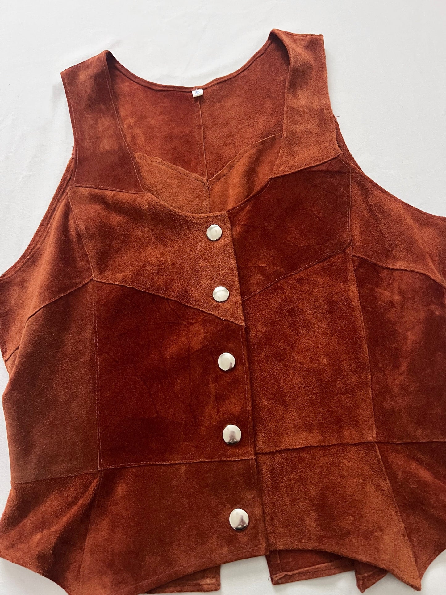 70s brown suede vest, Size XS-S
