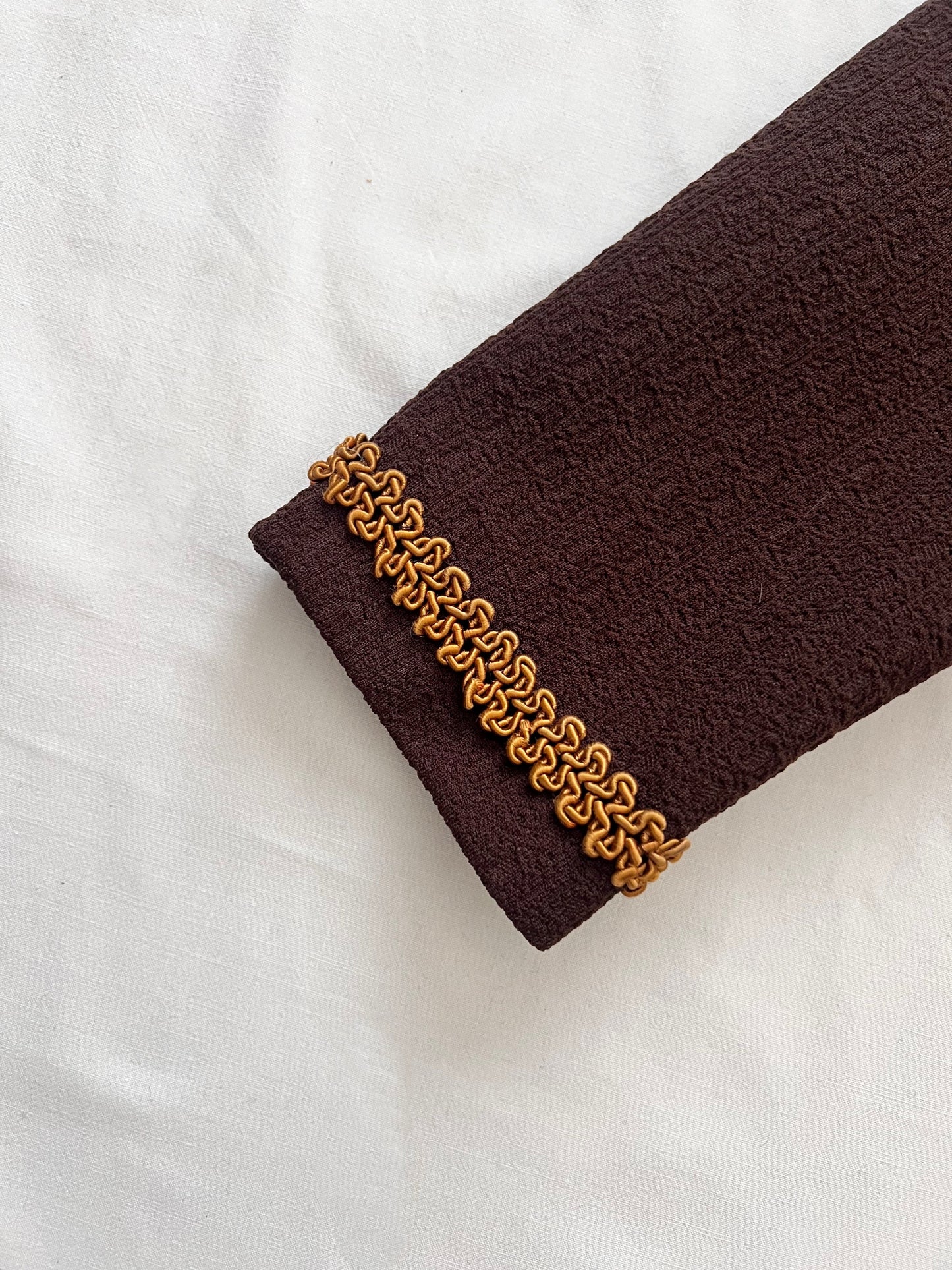 60s/70s dark brown and gold dress, Size L