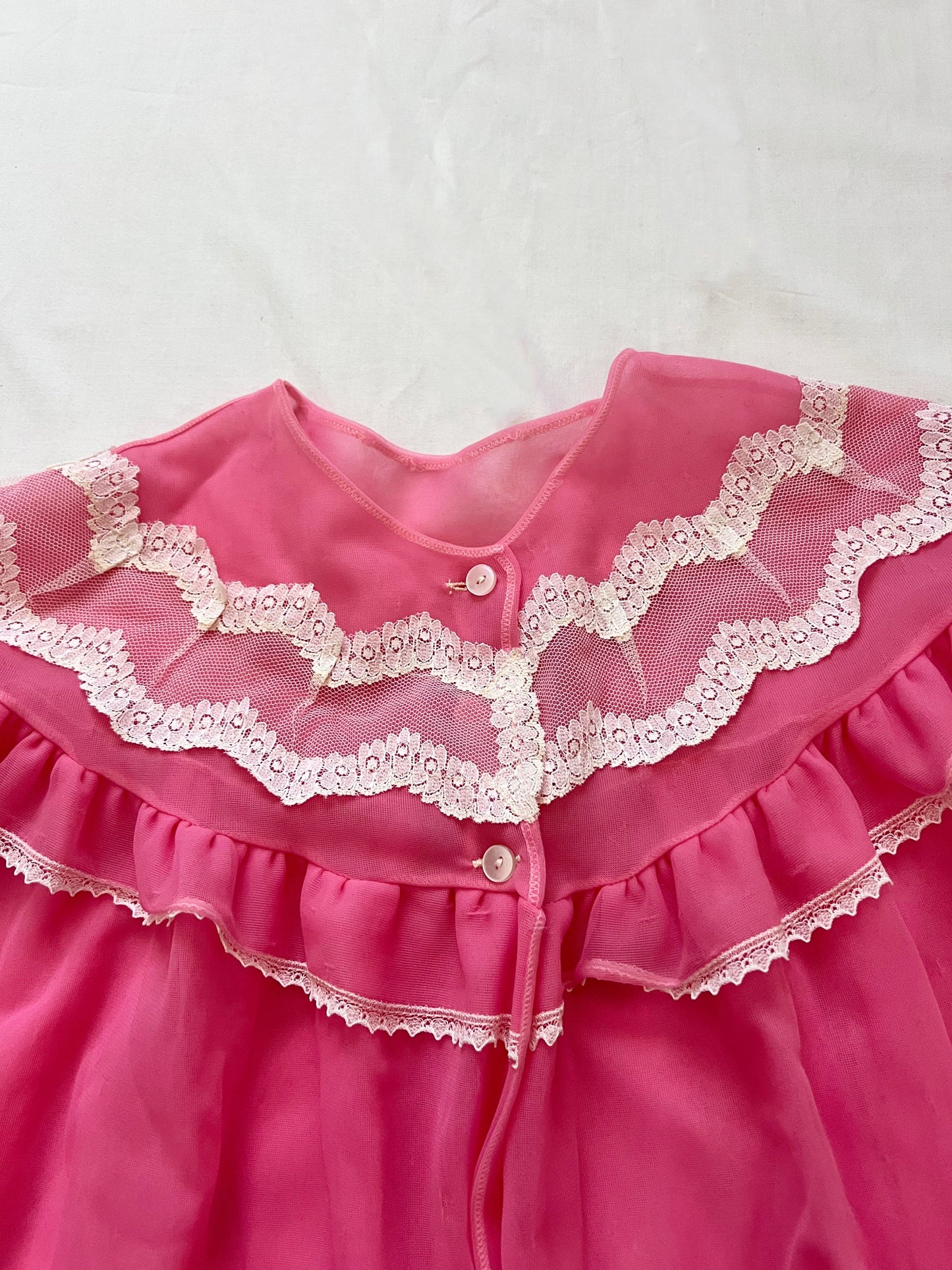 60s romantic pink peignoir set, Size L