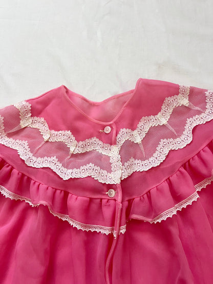 60s romantic pink peignoir set, Size L