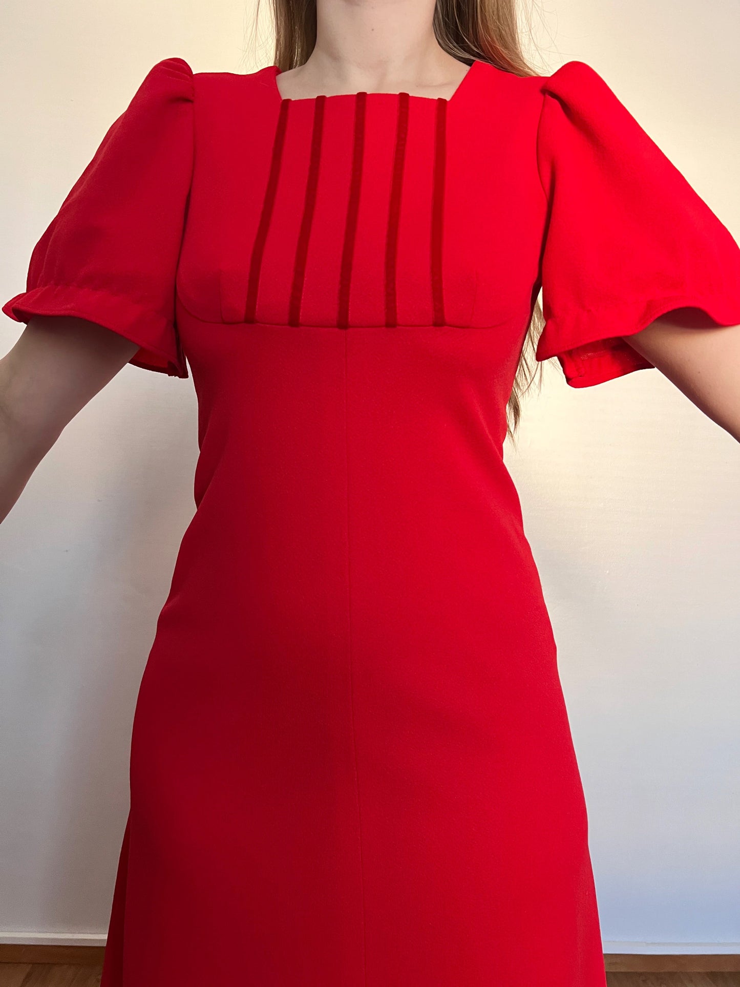 70s red maxi dress, Size XS