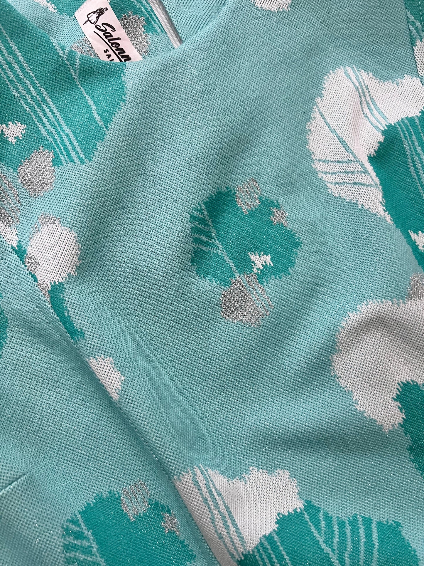 70s turquoise sleevless dress, Size L