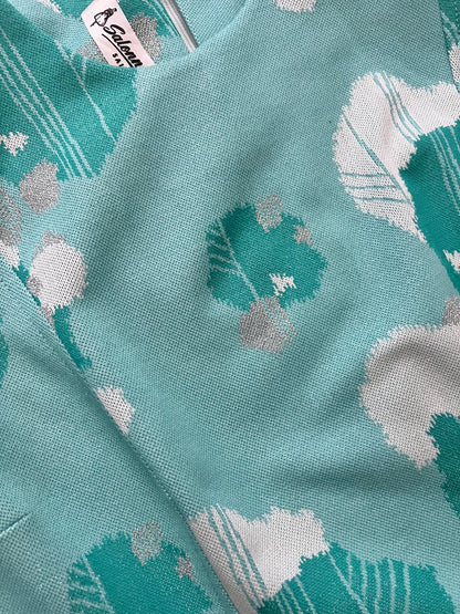 70s turquoise sleevless dress, Size L