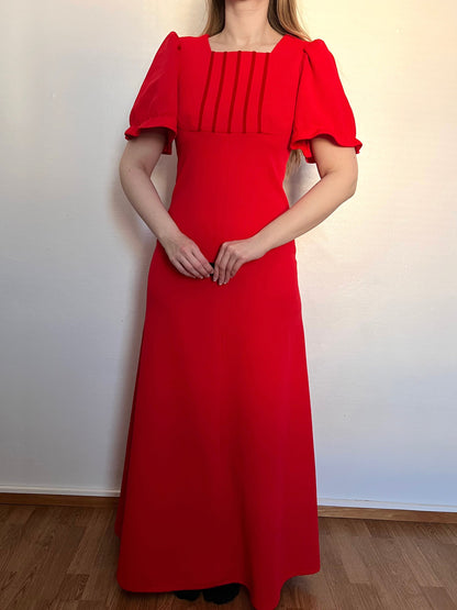 70s red maxi dress, Size XS