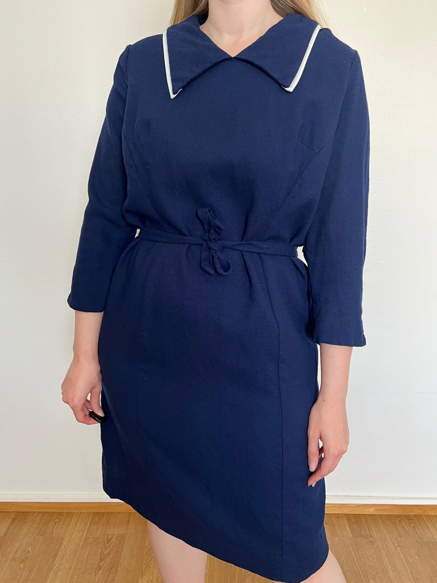 A vintage 60s dark blue sailor dress