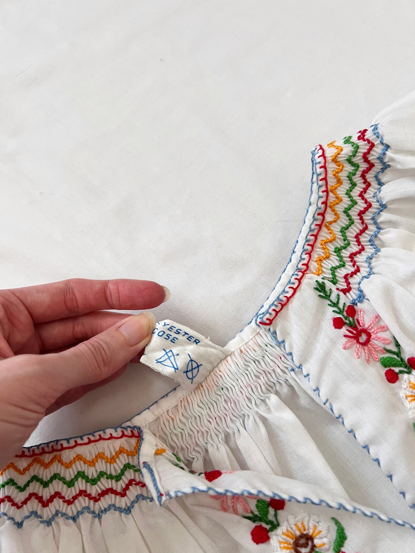 70s hungarian floral blouse, Size S