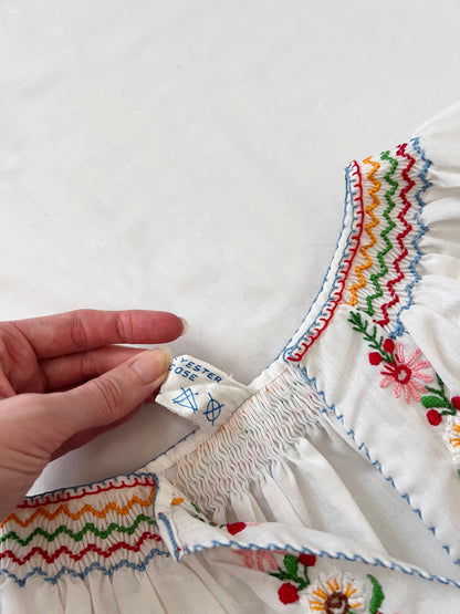 70s hungarian floral blouse, Size S