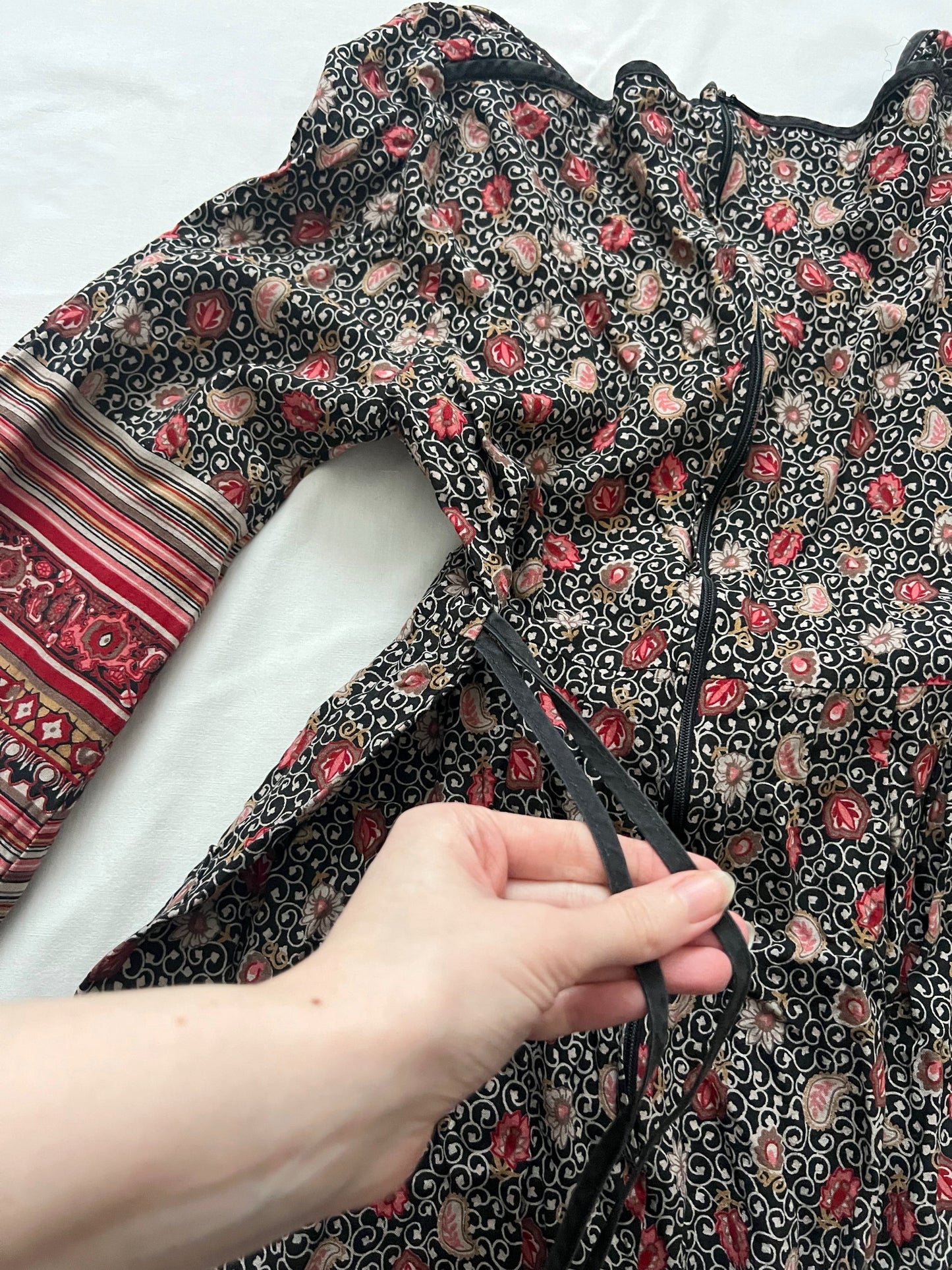 70s bohemian print dress, Size XS-S