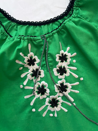 70s green and floral blouse, Size M
