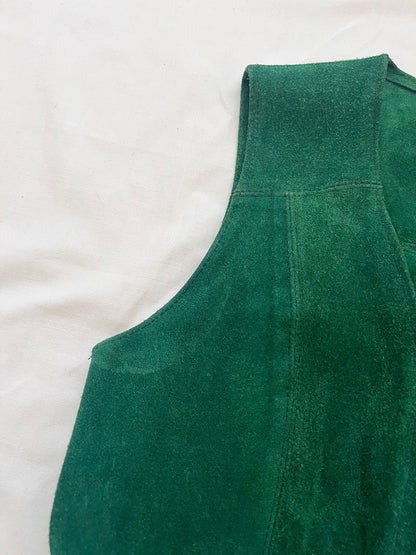 60s green suede dress, Size XS
