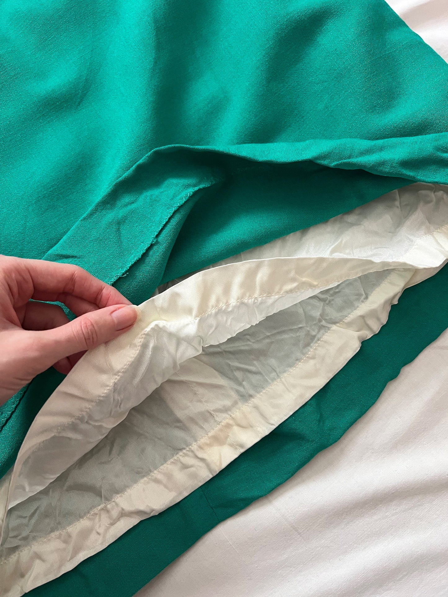 70s white and green maxi dress, Size XS-S