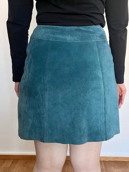 70s blue suede skirt, Size S