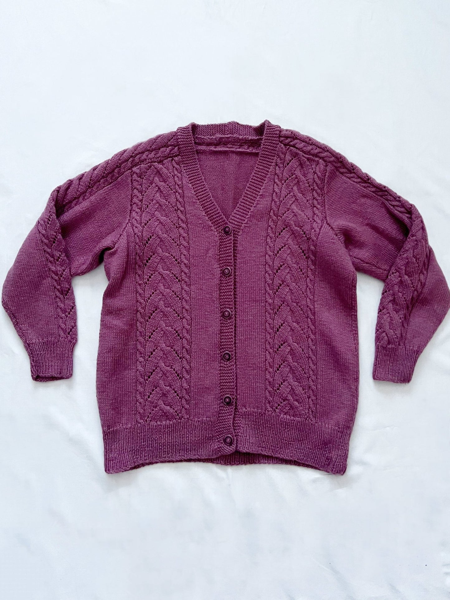 Mauve knitted cardigan, Size L