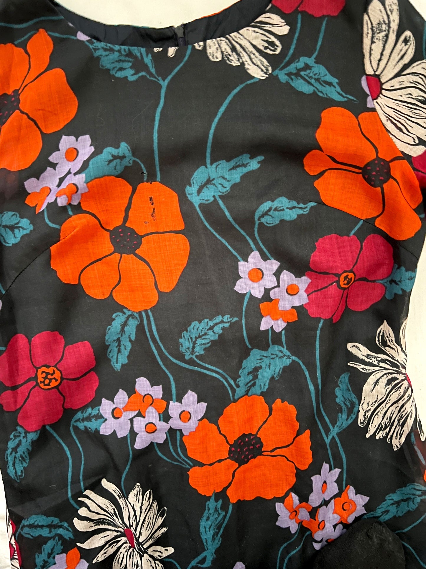 70s ruffle sleeves floral dress, Size S-M