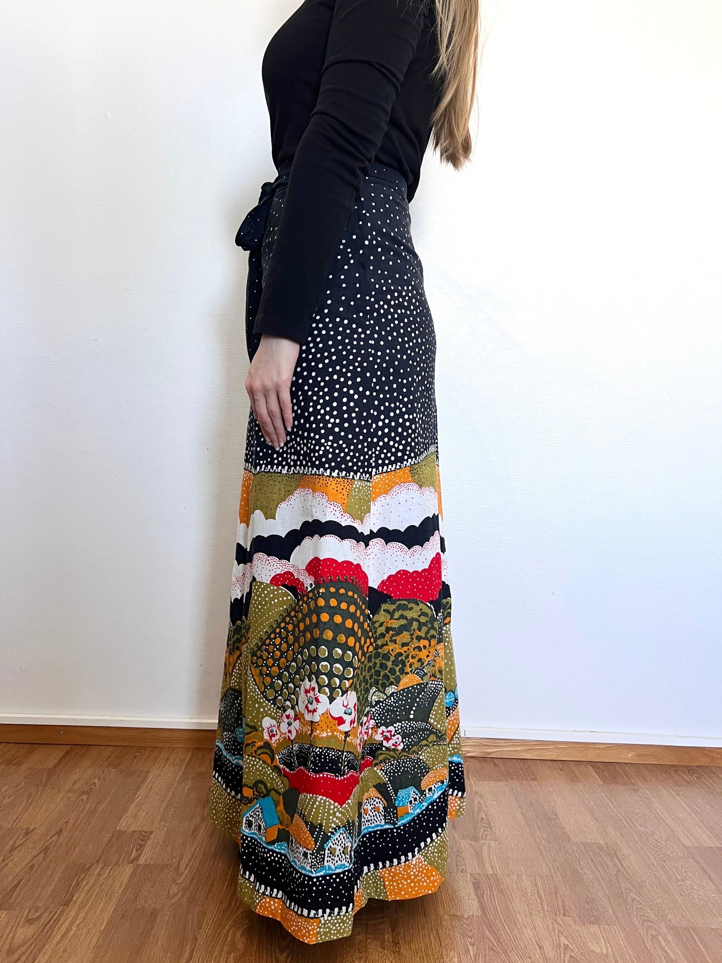 70s landscape maxi skirt, Size XS-S
