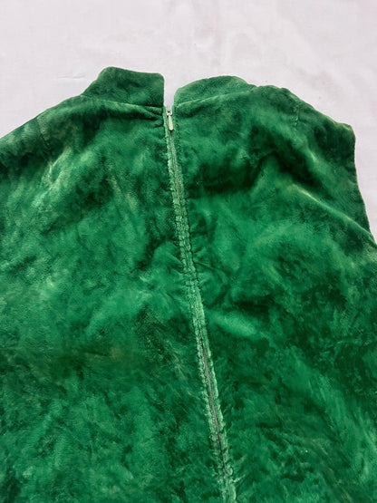 60s green velvet dress, Size S