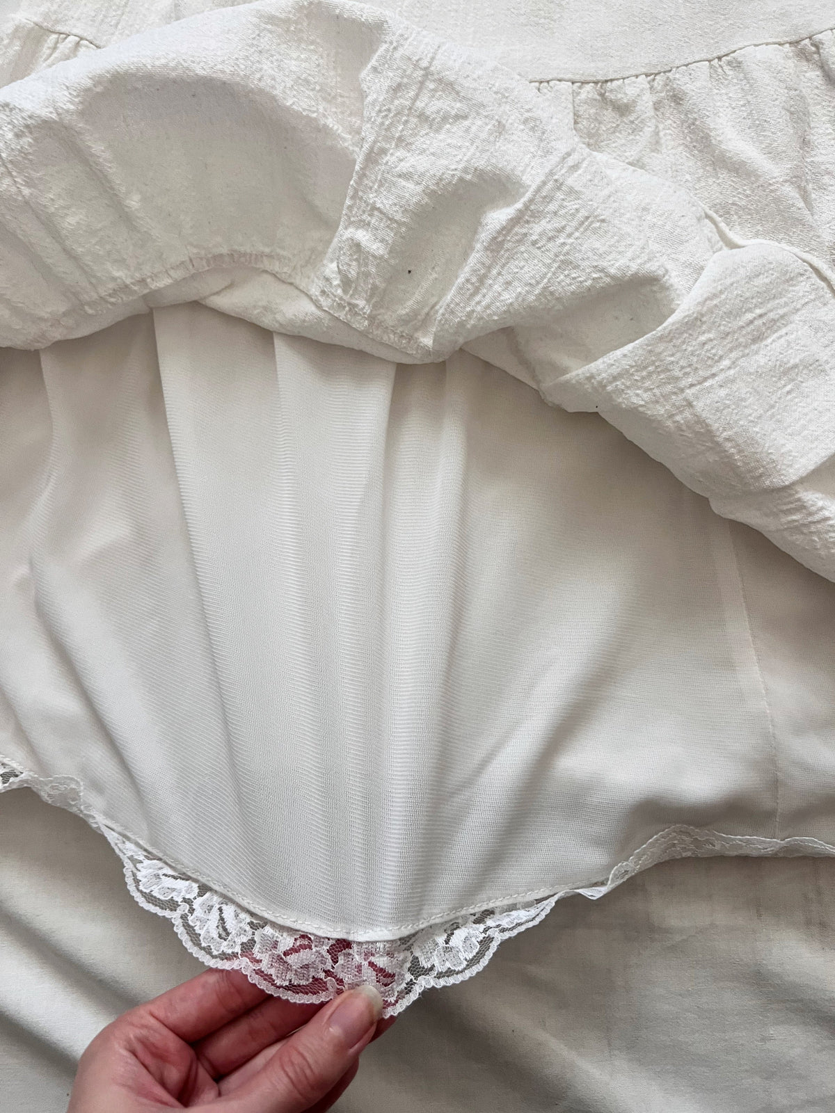 70s cotton white skirt, Size XS