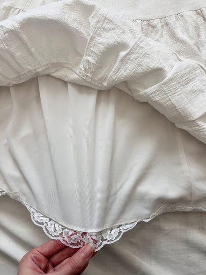 70s cotton white skirt, Size XS