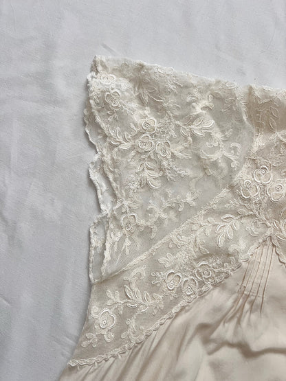 1920s silk white nightgown, Size M-L