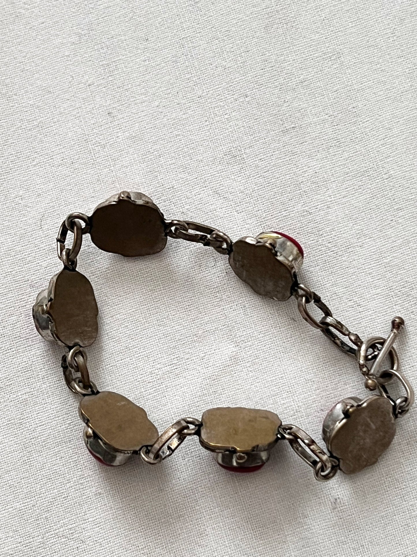 60s red stone and silver bracelet