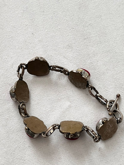 60s red stone and silver bracelet
