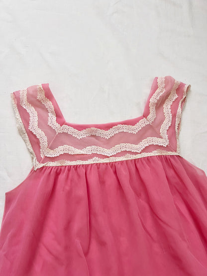 60s romantic pink peignoir set, Size L