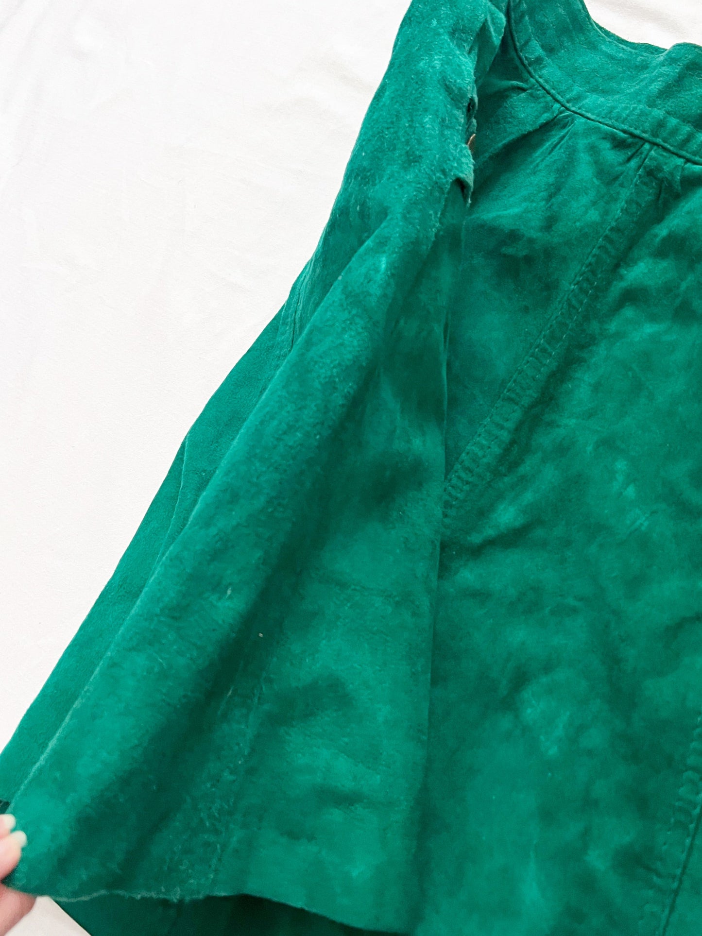 60s emerald green velvet mini skirt, Size XS