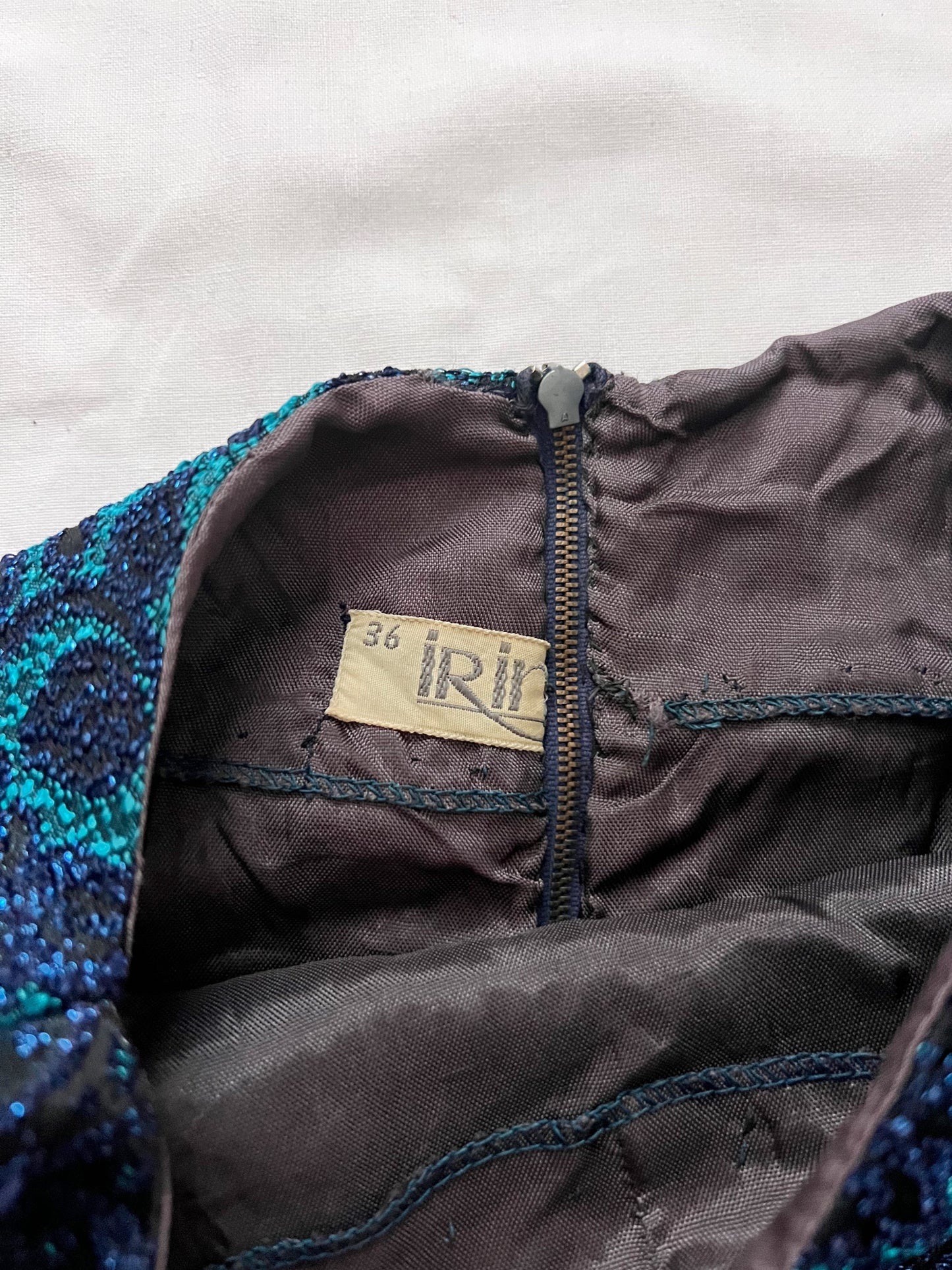 60s glitter blue mini dress, Size XS