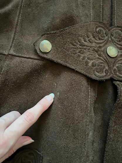 70s brown suede vest, Size L