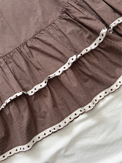 70s Pia & Paula brown and white polka dot maxi skirt, Size XS