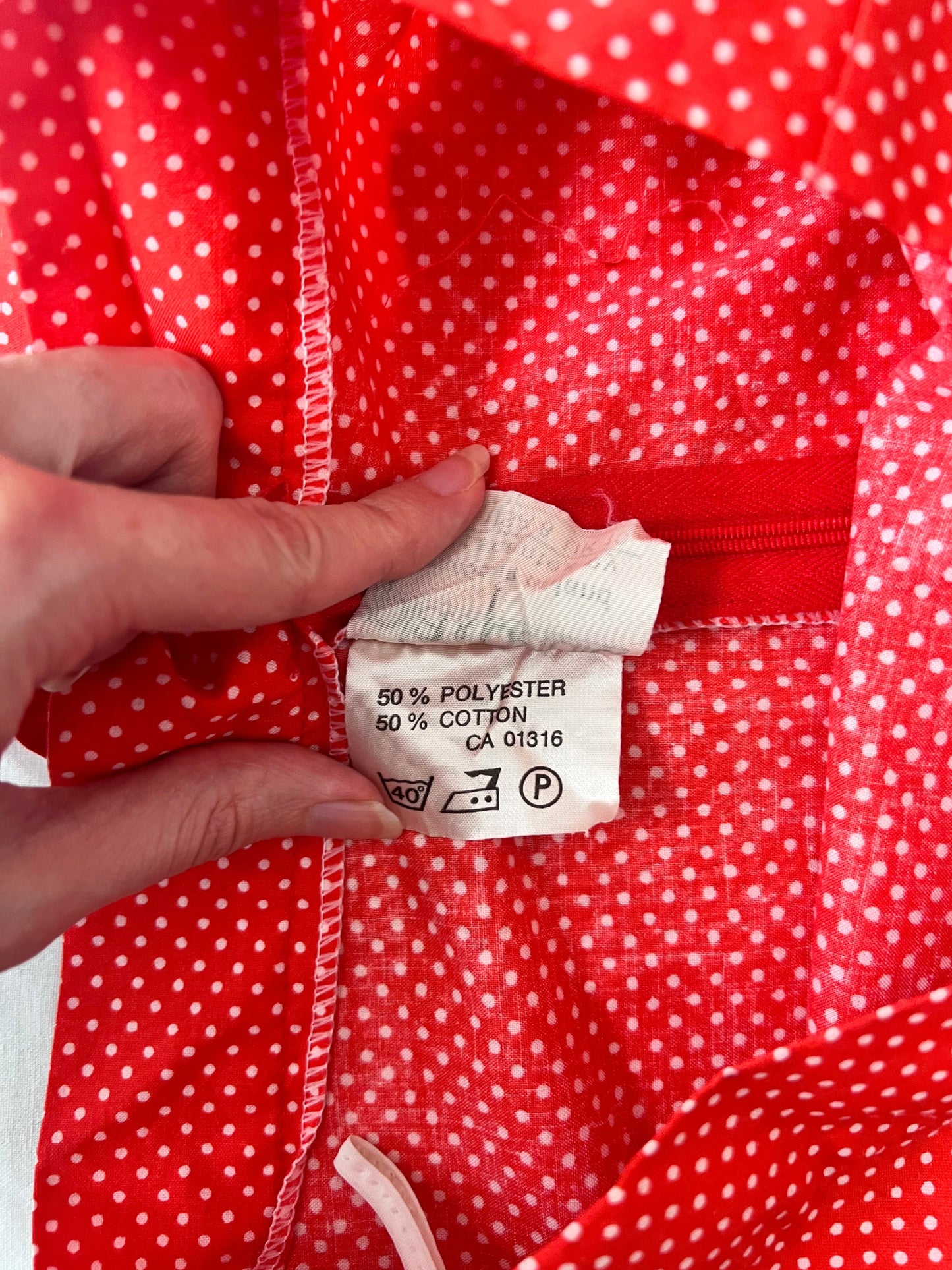 70s Pia & Paula red and white polka dot maxi skirt, Size S